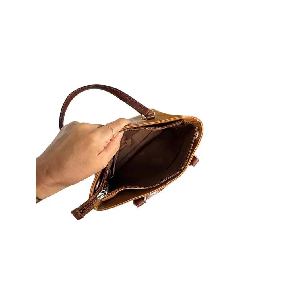 Fossil Light Brown Pebbled Leather Mini Satchel Bag Handbag